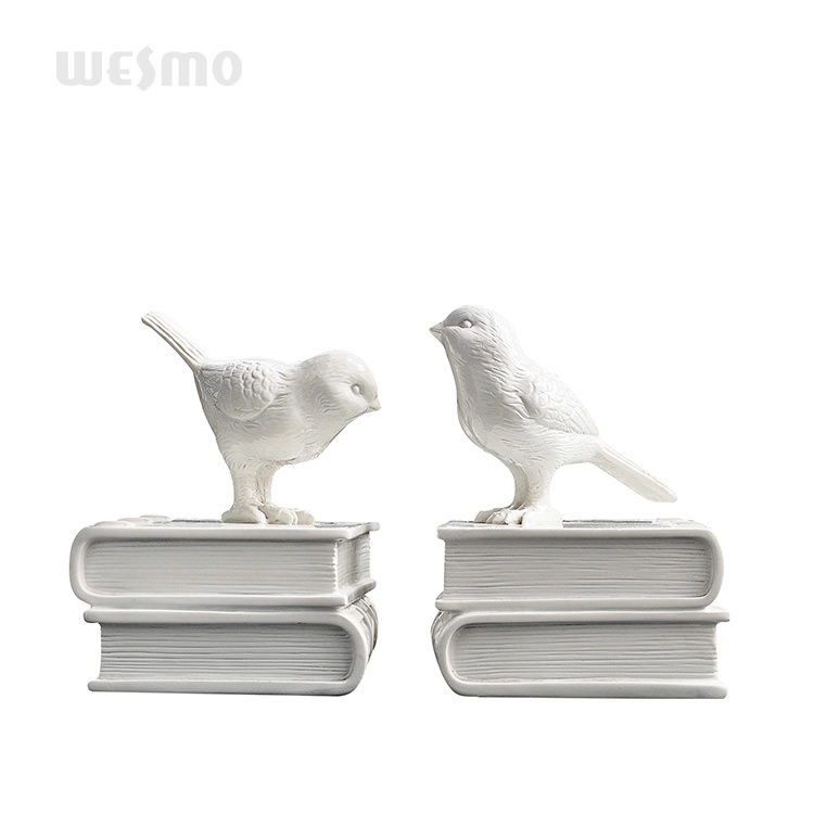 Hot selling resin ornaments decor sculpture birds bookends set tabletop statue